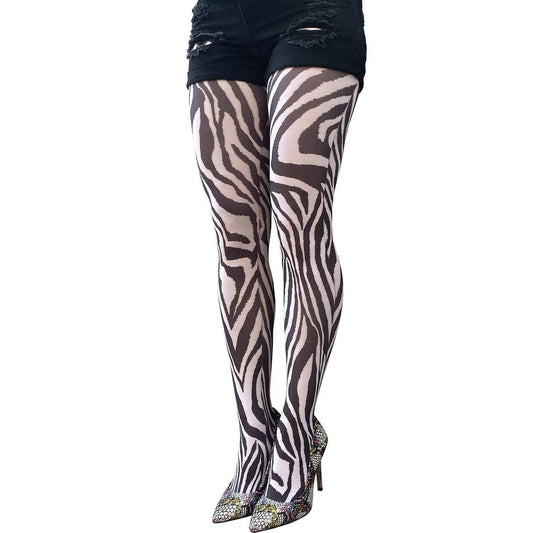 White Zebra Tights For Women Malka Chic