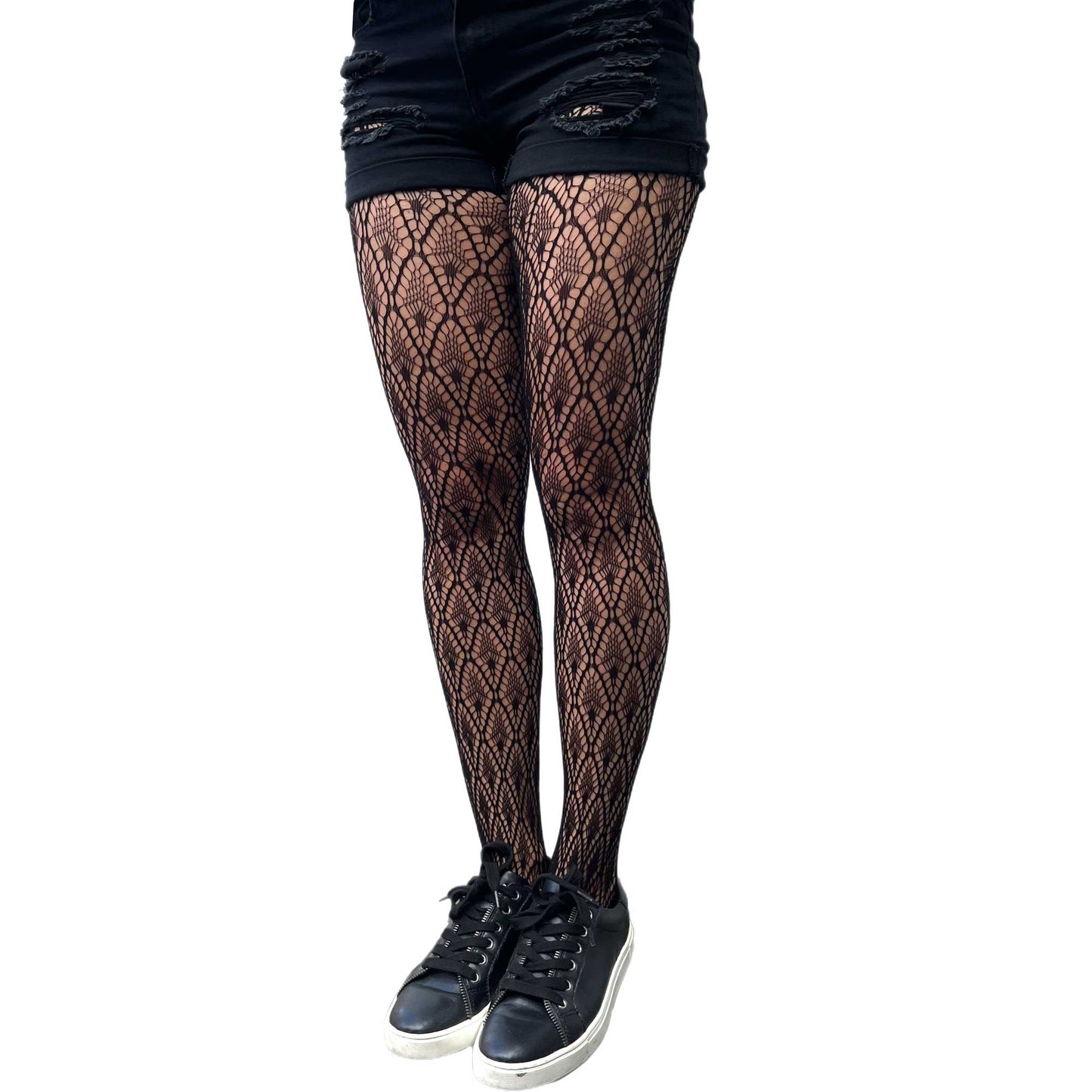 Black Peacock Feather Net Tights