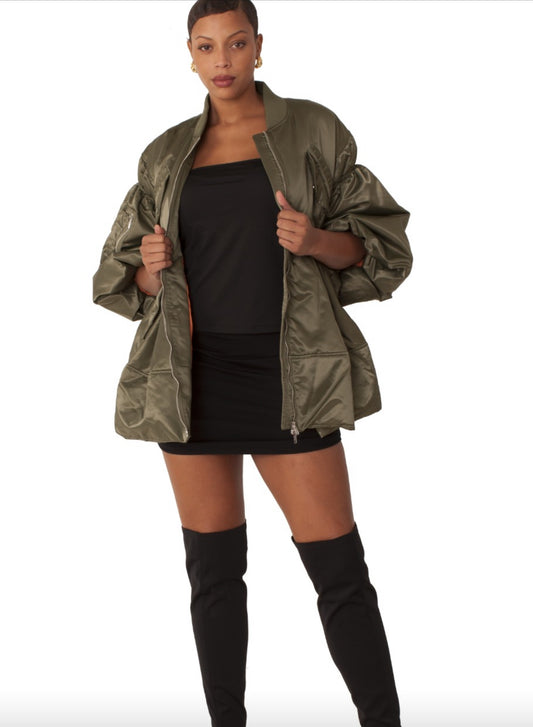 Peplum Zip Up Puffer Jacket